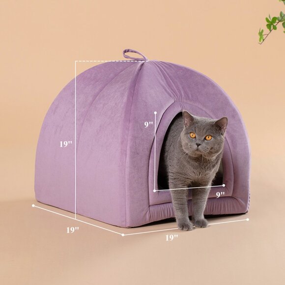 New Original Packaging - Large Cat Bed - Soft Cat Tent - Purple - 19x19 inches - Picture 2 of 7